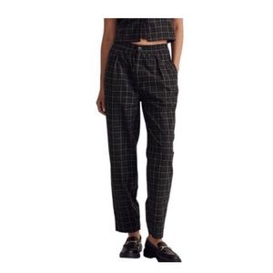 Madewell pull on plaid corduroy pants in dark forest